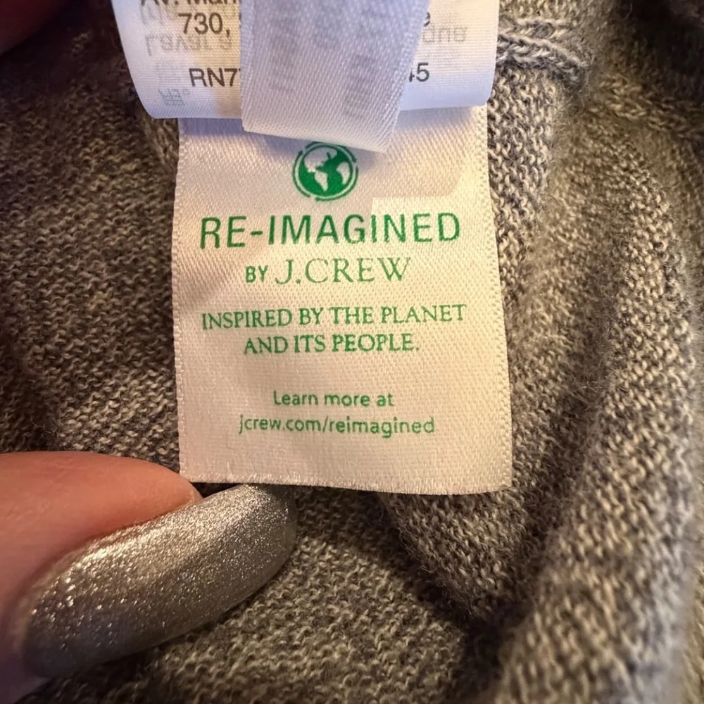 J. Crew Men's Marled Coal Washable Merino Wool Sweater, Size Large Tall
